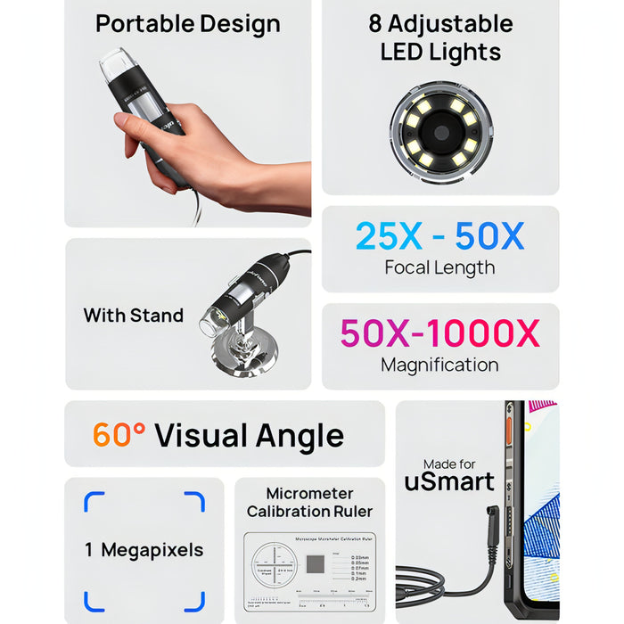 Ulefone uSmart C01 Wired Digital Microscope for Ulefone Armor 18 Series / 9 / 9E & Power Armor 16 Series / 13 / Armor Pad SJMUSICGROUP