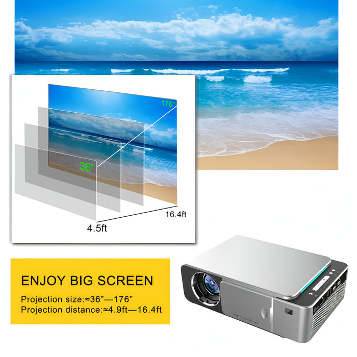 T6 2000ANSI Lumens 1080P LCD Mini Theater Projector, Phone Version, US Plug SJMUSICGROUP