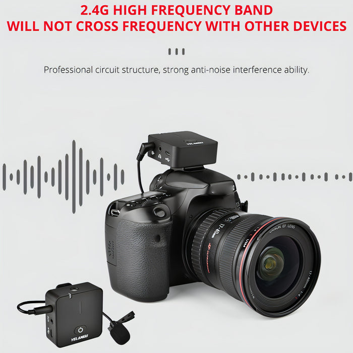 YELANGU MX5 2.4G Live Broadcast Interview Shooting Wireless Recording Microphone SJMUSICGROUP