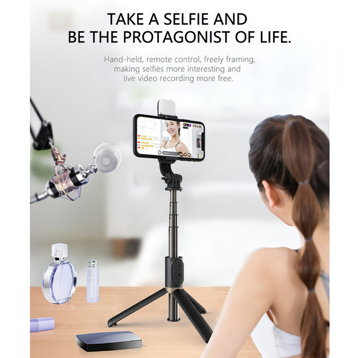 Q03S Fill Light Bluetooth Selfie Stick Tripod Mobile Phone Holder SJMUSICGROUP