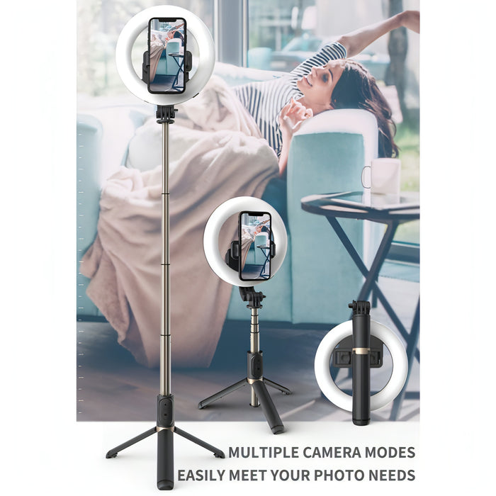 Q07 6 Inch Ring Light Portable Bluetooth Selfie Stick Tripod SJMUSICGROUP