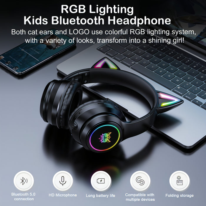 ONIKUMA B90 RGB Lighting Wireless Bluetooth Headphone SJMUSICGROUP