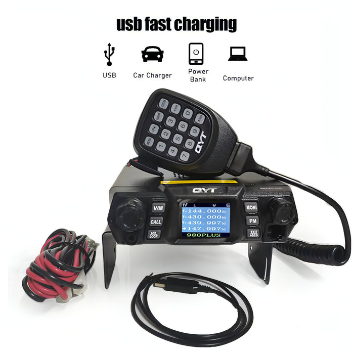 QYT KT-980 Plus 75W(VHF) / 55W(UHF) Dual Band Mobile Radio Station for Car Vehicle SJMUSICGROUP