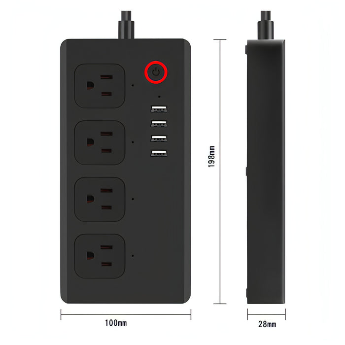 SM-SO301-U 2500W 4 Holes + 4 USB Smart Power Strip, US Plug SJMUSICGROUP