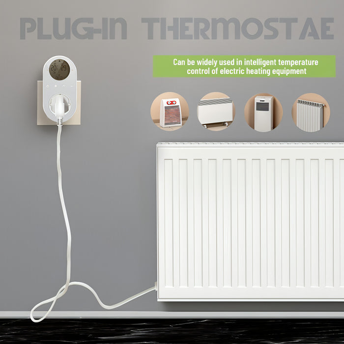 Plug-in LCD Thermostat, EU Plug SJMUSICGROUP