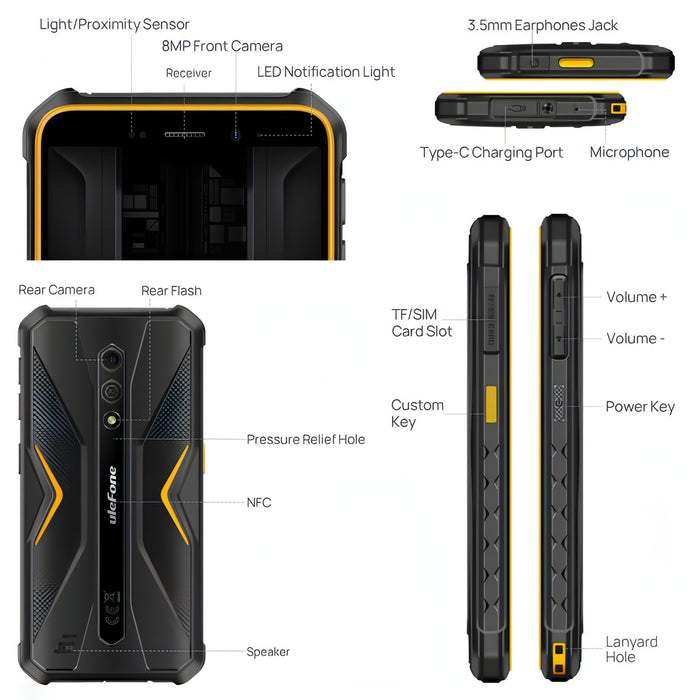 Ulefone Armor X12 Pro, IP68/IP69K Rugged Phone, 5.45 inch Android 13 MediaTek Helio G36 Octa Core, Network: 4G, NFC SJMUSICGROUP