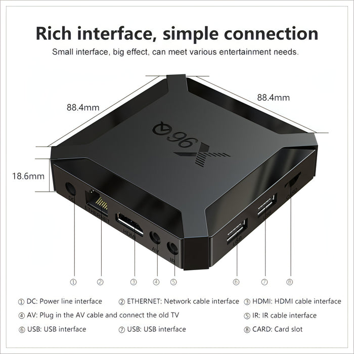 X96Q HD 4K Smart TV Box without Wall Mount, Android 10.0, Allwinner H313 Quad Core ARM Cortex A53 , Support TF Card, HDMI, RJ45, AV, USBx2 SJMUSICGROUP