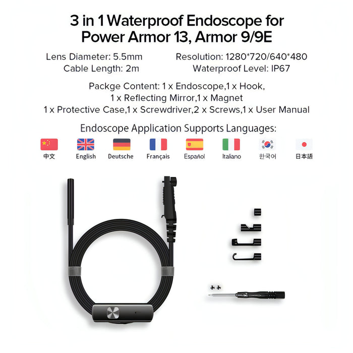 Ulefone Endoscope E1 IP67 Waterproof 3 in 1 Endoscope for Ulefone Power Armor 21 / 19 / 18T / 16 Pro / 13 / Armor Pad SJMUSICGROUP