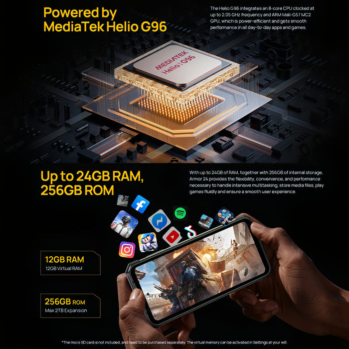 Ulefone Armor 24, Rugged Phone, Side Fingerprint, 22000mAh, 6.78 inch Android 13 MediaTek Helio G96 Octa Core, Network: 4G, NFC SJMUSICGROUP