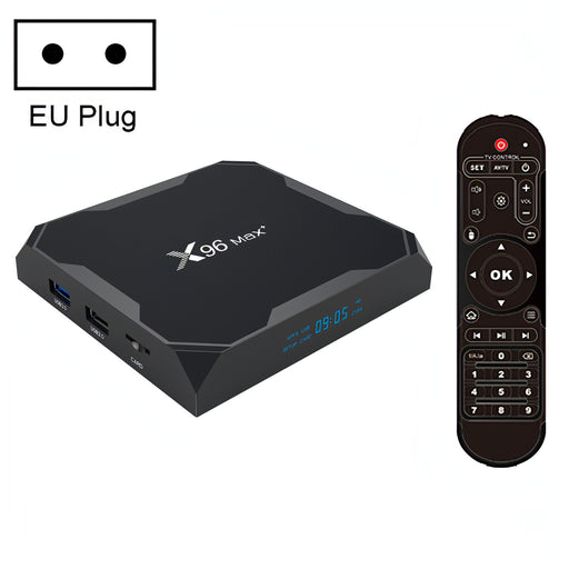 X96 max+ 4K Smart TV Box with Remote Control, Android 9.0, Amlogic S905X3 Quad-Core Cortex-A55,2GB+16GB, Support LAN, AV, 2.4G/5G WiFi, USBx2,TF Card, SJMUSICGROUP