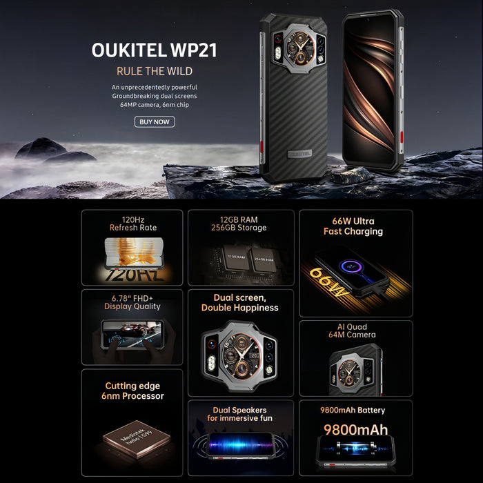 Oukitel WP21, 6.78 inch MTK Helio G99 Octa-core, NFC, Network: 4G SJMUSICGROUP