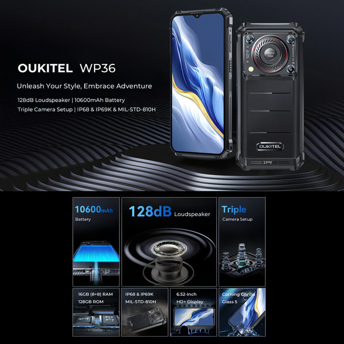 Oukitel WP36, IP68/IP69K, Fingerprint Identification, 10600mAh, 6.52 inch MediaTek MT8788 Octa Core, NFC, OTG, Network: 4G SJMUSICGROUP