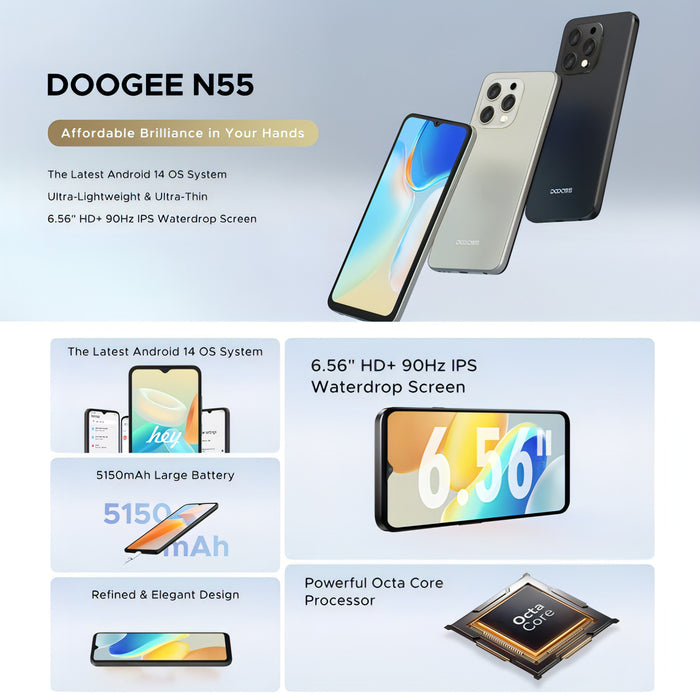 DOOGEE N55, 6.56 inch Android 14 Spreadtrum T606 Octa Core, Network: 4G SJMUSICGROUP