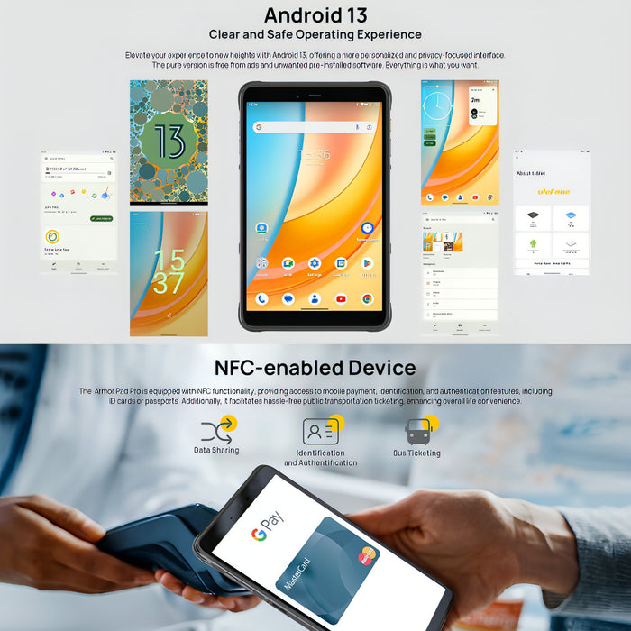 Ulefone Armor Pad Pro Rugged Tablet PC, 8 inch Android 13 MediaTek MT8788 Octa Core 4G Network, EU Plug SJMUSICGROUP