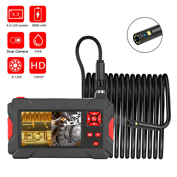 P30 8mm 1080P IP68 Waterproof 4.3 inch Screen Dual Camera Digital Endoscope SJMUSICGROUP