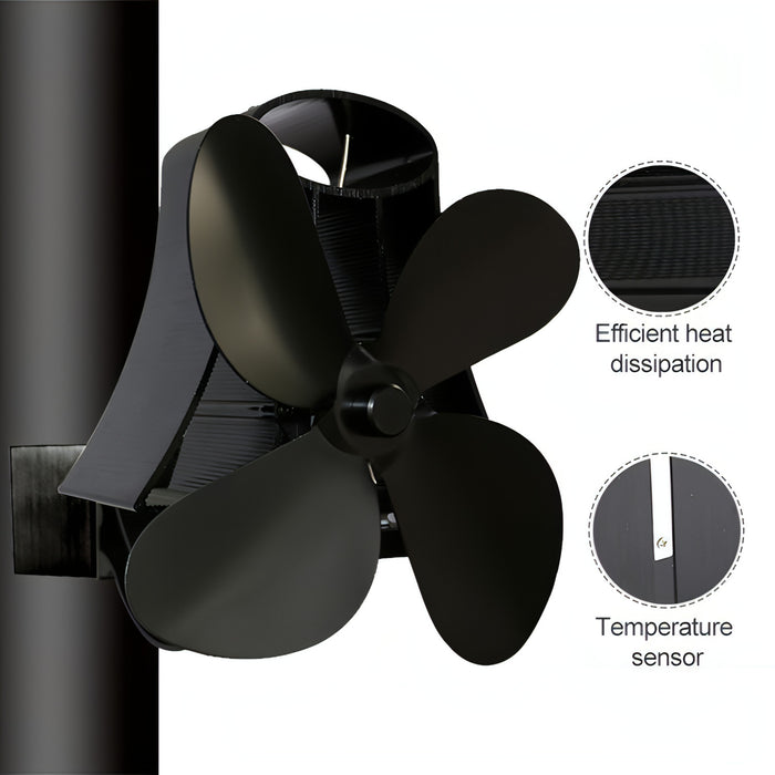 YL-105 4-Blade Aluminum Heat Powered Fireplace Stove Fan SJMUSICGROUP