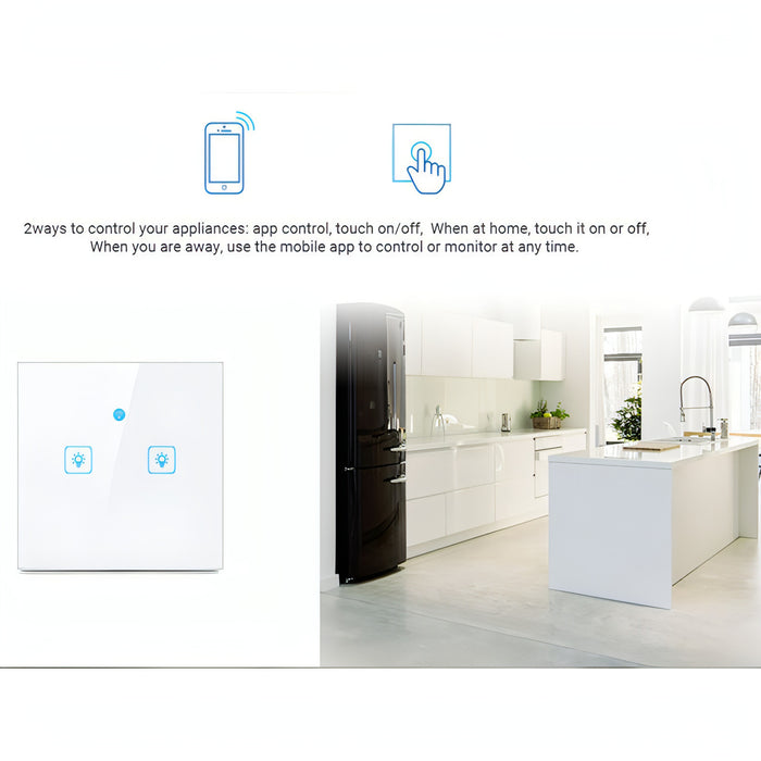 WS-EU-03 EWeLink APP & Touch Control 2A 3 Gangs Tempered Glass Panel Smart Wall Switch, AC 90V-250V, EU Plug SJMUSICGROUP