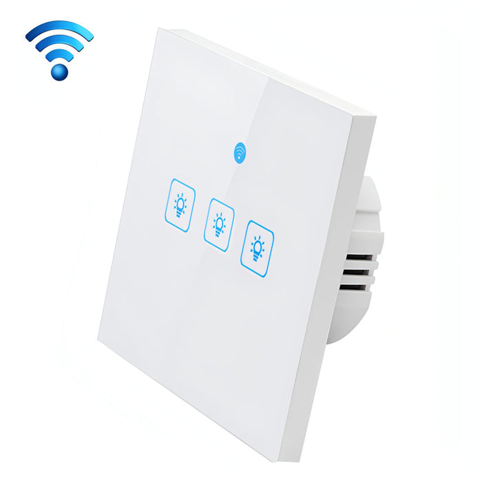 WS-EU-03 EWeLink APP & Touch Control 2A 3 Gangs Tempered Glass Panel Smart Wall Switch, AC 90V-250V, EU Plug SJMUSICGROUP