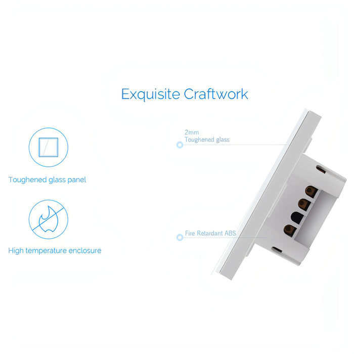 WS-EU-03 EWeLink APP & Touch Control 2A 3 Gangs Tempered Glass Panel Smart Wall Switch, AC 90V-250V, EU Plug SJMUSICGROUP