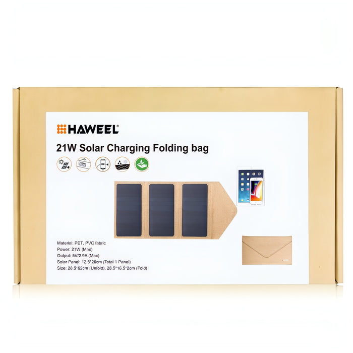 HAWEEL 21W Foldable Solar Panel Charger with 5V 2.9A Max Dual USB Ports SJMUSICGROUP