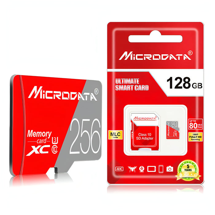 MICRODATA 256GB Class10 Red and Grey TF(Micro SD) Memory Card SJMUSICGROUP