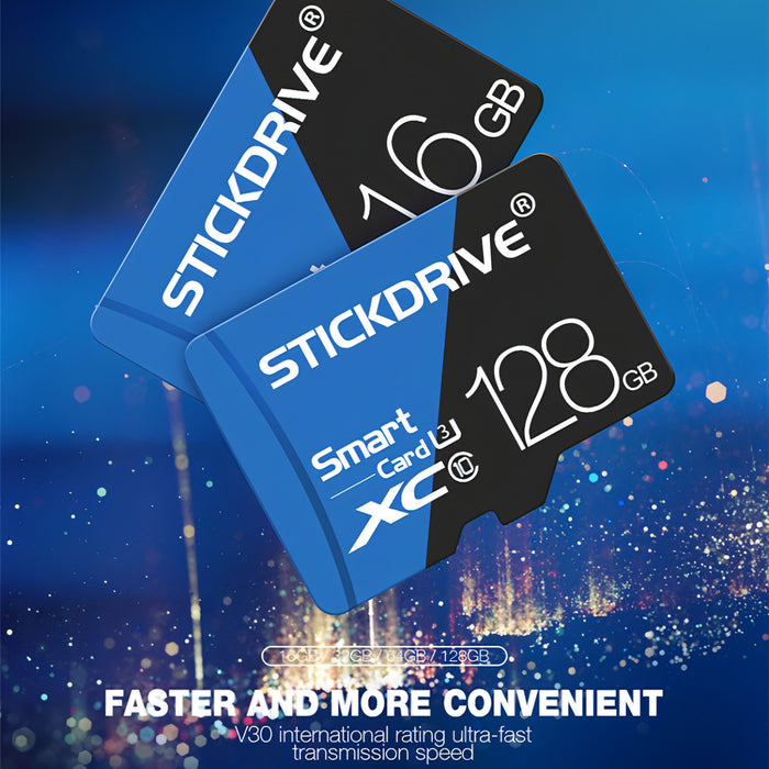 STICKDRIVE 128GB High Speed U3 Blue and Black TF(Micro SD) Memory Card SJMUSICGROUP