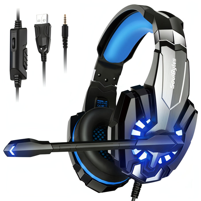 Soulbytes S9 USB + 3.5mm 4 Pin Adjustable LED Light Gaming Headset with Mic SJMUSICGROUP