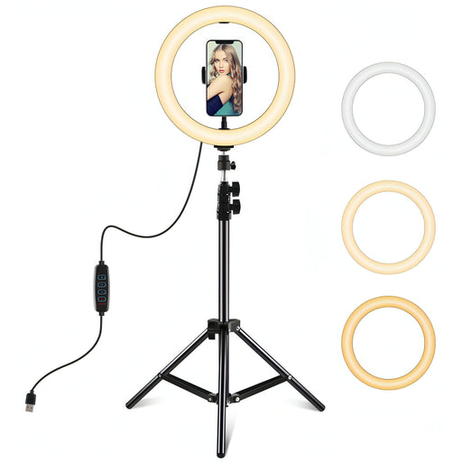 PULUZ 10.2 inch 26cm LED Ring Light  + 1.1m Tripod Mount Selfie Beauty Vlogging Video Light  Live Broadcast Kits SJMUSICGROUP