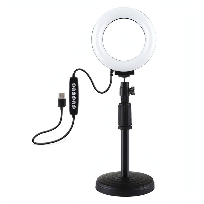 PULUZ 4.7 inch 12cm Curved Surface Ring Light + Round Base Desktop Mount USB 10 Modes 8 Colors RGBW Dimmable LED Ring Selfie Beauty Vlogging Photography Video Lights with Cold Shoe Tripod Ball Head SJMUSICGROUP