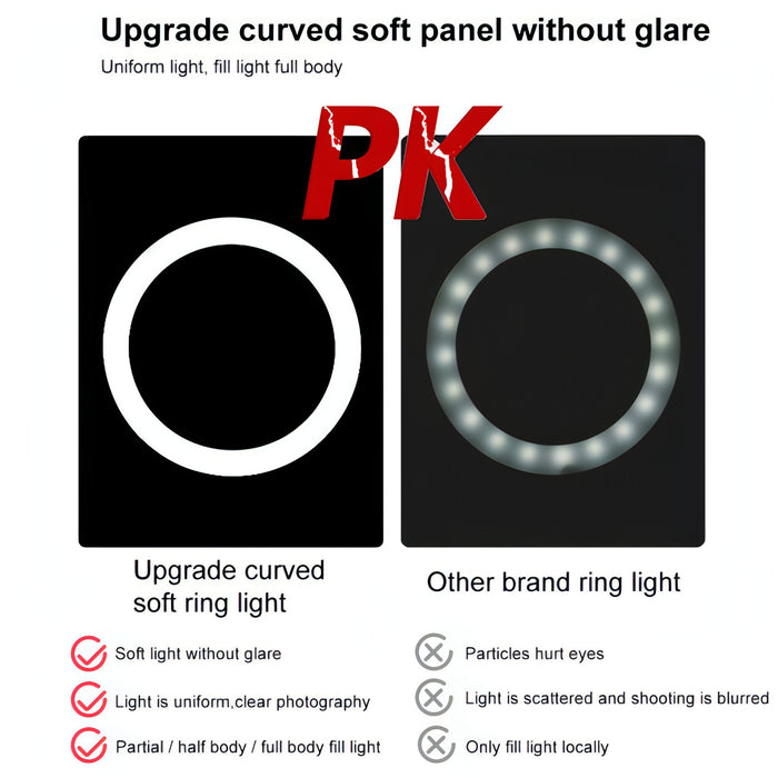 PULUZ 10.2 inch 26cm Ring Light + 1.1m Tripod Mount USB 3 Modes Dimmable Dual Color Temperature LED Curved Diffuse Light Vlogging Selfie Photography Video Lights with Phone Clamp & Selfie Remote Control SJMUSICGROUP