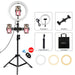 PULUZ 10.2 inch 26cm Light + 1.1m Tripod Mount + Dual Phone Brackets USB 3 Modes Dimmable Dual Color Temperature LED Curved Diffuse Light Ring Vlogging Selfie Photography Video Lights with Phone Clamp & Selfie Remote Control SJMUSICGROUP