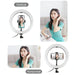 PULUZ 10.2 inch 26cm Light + Desktop Tripod Mount USB 3 Modes Dimmable Dual Color Temperature LED Curved Diffuse Light Ring Vlogging Selfie Photography Video Lights with Phone Clamp SJMUSICGROUP