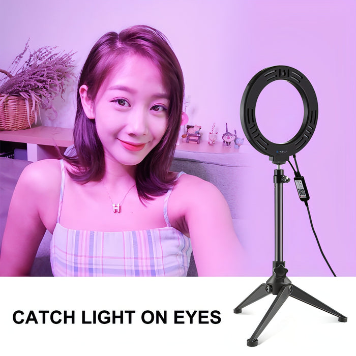 PULUZ 6.2 inch 16cm RGBW Light + Desktop Tripod Mount + USB Dimmable LED Ring Vlogging Photography Video Lights with Cold Shoe Tripod Ball Head & Remote Control SJMUSICGROUP