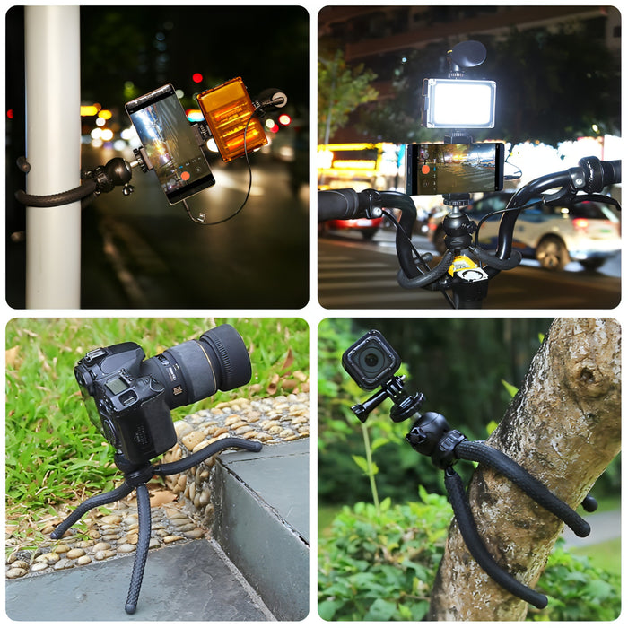 PULUZ  4 in 1 Vlogging Live Mini Octopus Bracket Kit + Studio Light + Microphone + Phone Clamp Kits SJMUSICGROUP