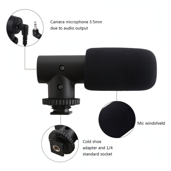 PULUZ 3.5mm Audio Stereo Recording Vlogging Professional Interview Microphone for DSLR & DV Camcorder, Smartphones SJMUSICGROUP