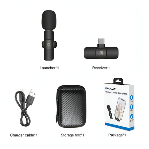 PULUZ Wireless Lavalier Noise Reduction Reverb Microphone for Type-C / USB-C Device, Support Phone Charging SJMUSICGROUP