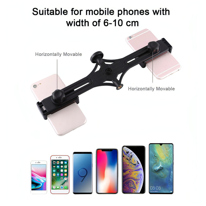 PULUZ Live Broadcast Dual Phone Brackets Horizontal Holder for iPhone, Galaxy, Huawei, Xiaomi, Sony and Other Smart Phones SJMUSICGROUP