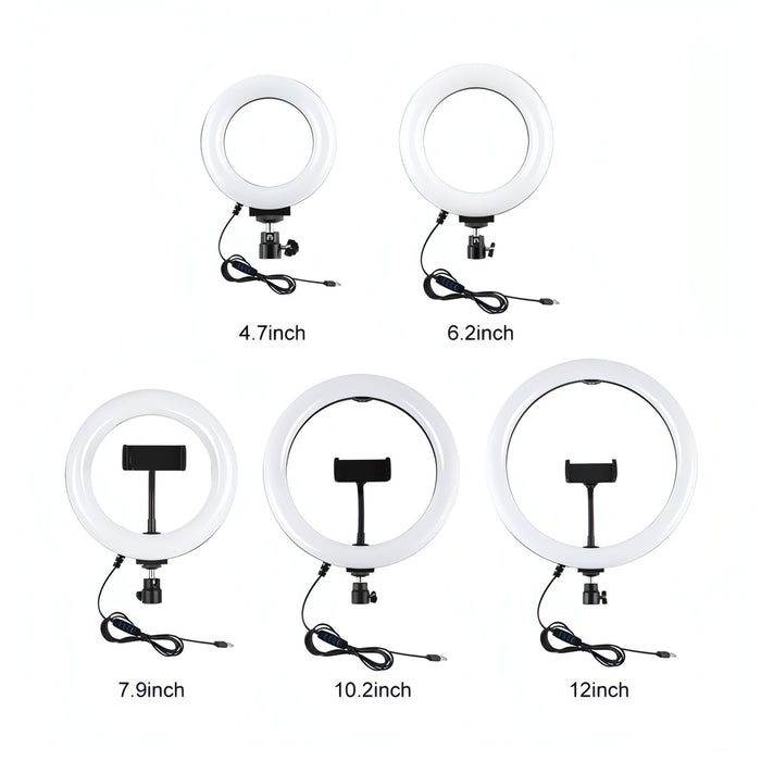 PULUZ 10.2 inch 26cm USB 3 Modes Dimmable LED Ring Vlogging Selfie Beauty Photography Video Lights with Tripod Ball Head & Phone Clamp SJMUSICGROUP