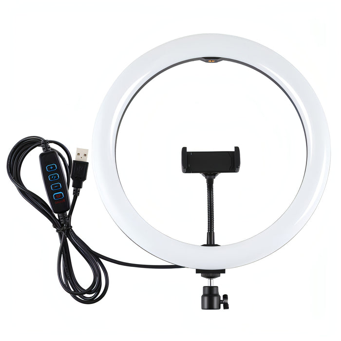 PULUZ 11.8 inch 30cm USB 3 Modes Dimmable Dual Color Temperature LED Curved Diffuse Light Ring Vlogging Selfie Photography Video Lights with Phone Clamp SJMUSICGROUP