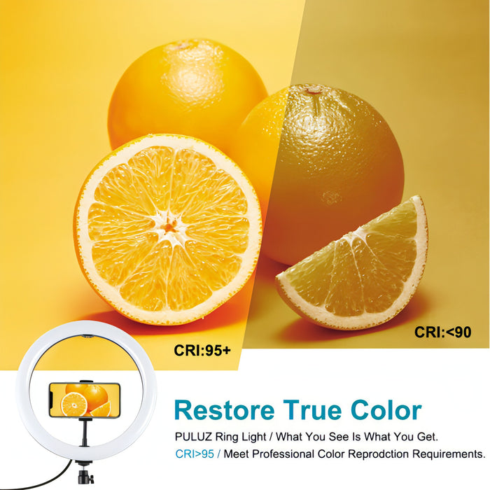 PULUZ 11.8 inch 30cm USB 3 Modes Dimmable Dual Color Temperature LED Curved Diffuse Light Ring Vlogging Selfie Photography Video Lights with Phone Clamp SJMUSICGROUP