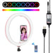 PULUZ 11.8 inch 30cm RGB Dimmable LED Dual Color Temperature LED Curved Diffuse Light Ring Vlogging Selfie Photography Video Lights with  Tripod Ball Head & Phone Clamp & Remote Control SJMUSICGROUP