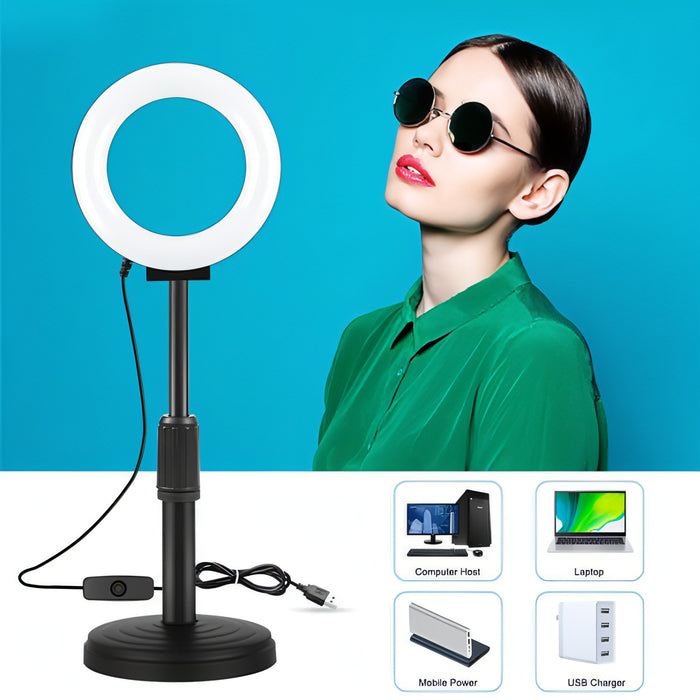 PULUZ 4.7 inch 12cm Curved Surface USB White Light LED Ring Selfie Beauty Vlogging Photography Video Lights SJMUSICGROUP