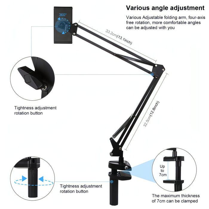 PULUZ  Live Broadcast Desktop Arm Stand Suspension Clamp Holder with Tablet PC Clamp SJMUSICGROUP