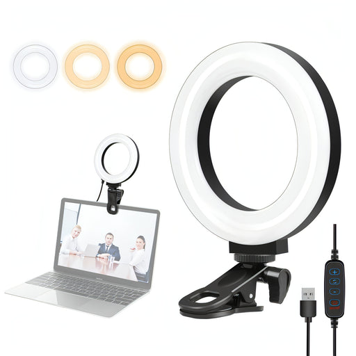 PULUZ 4.7 inch 12cm Ring Selfie Light 3 Modes USB Dimmable Dual Color Temperature LED Curved Vlogging Photography Video Lights with Monitor Clip Holder SJMUSICGROUP