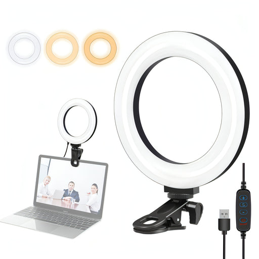 PULUZ 6.2 inch 16cm Ring Selfie Light 3 Modes USB Dimmable Dual Color Temperature LED Curved Vlogging Photography Video Lights with Monitor Clip Holder SJMUSICGROUP