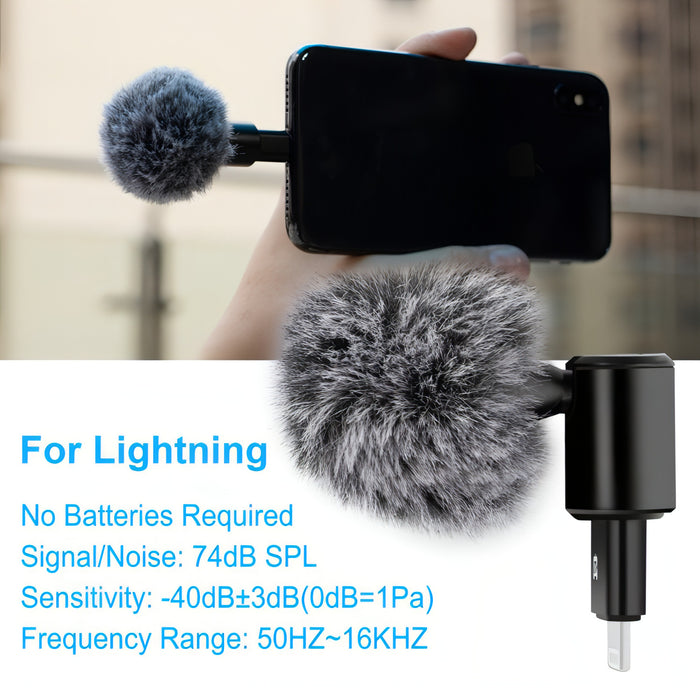 PULUZ 8PIN Jack Mobile Phone Omnidirectional Condenser Adjustable Microphone SJMUSICGROUP