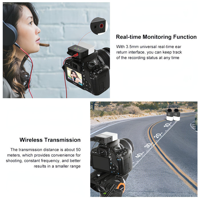 PULUZ Vlog Video Wireless Lavalier Microphone  with Transmitter and Receiver for DSLR Cameras and Video Cameras SJMUSICGROUP