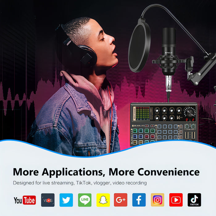 PULUZ Phantom Power OTG Lossless Live Sound Card Recording Sound Mixer, English Version SJMUSICGROUP