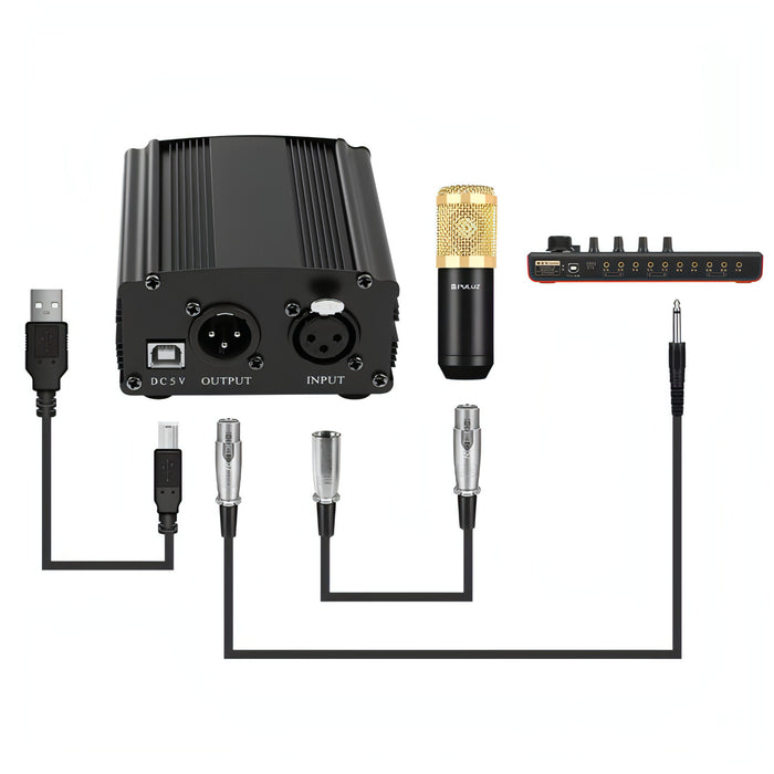 PULUZ Phantom Power OTG Lossless Live Sound Card Recording Sound Mixer, English Version SJMUSICGROUP