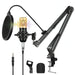 PULUZ Condenser Microphone Studio Broadcast Professional Singing Microphone Kits with Suspension Scissor Arm & Metal Shock Mount & USB Sound Card, Power By 48V SJMUSICGROUP